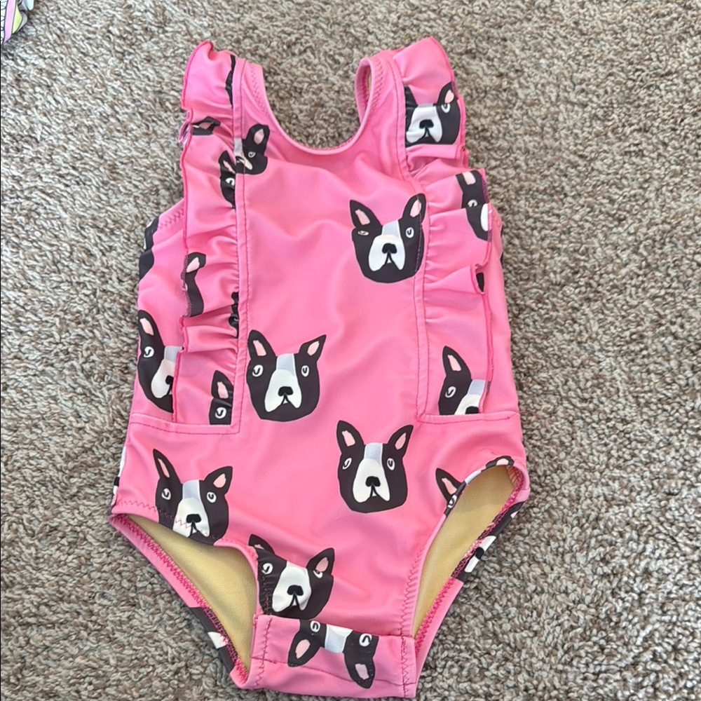 Pink Dog Print Swimsuit